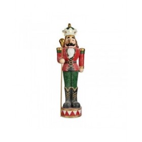 Statua Decorativa Schiaccianoci Rosso Luce LED Poliresina 20 x 86 x 28 cm