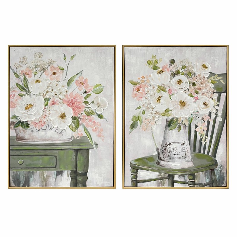 Quadro DKD Home Decor Shabby Chic Vaso 60 x 3,5 x 80 cm (2 Unità)