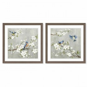 Tela DKD Home Decor 63 x 3 x 63 cm 60 x 3 x 60 cm Uccelli Shabby Chic (2 Unità)