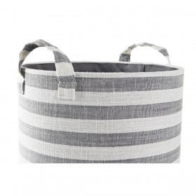 Set di Cestini DKD Home Decor Grigio Righe Cotone (3 Pezzi) (35 x 35 x 40 cm)
