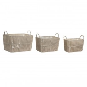 Set di Cestini DKD Home Decor Beige Metallo 39 x 29 x 31 cm 3 Pezzi