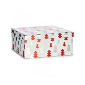 Set di Scatole Decorative Albero di Natale Natale Rosso Argentato Bianco Cartone