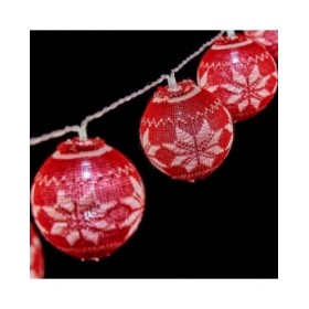 Ghirlanda con Sfere LED 2 m Ø 6 cm Rosso Bianco