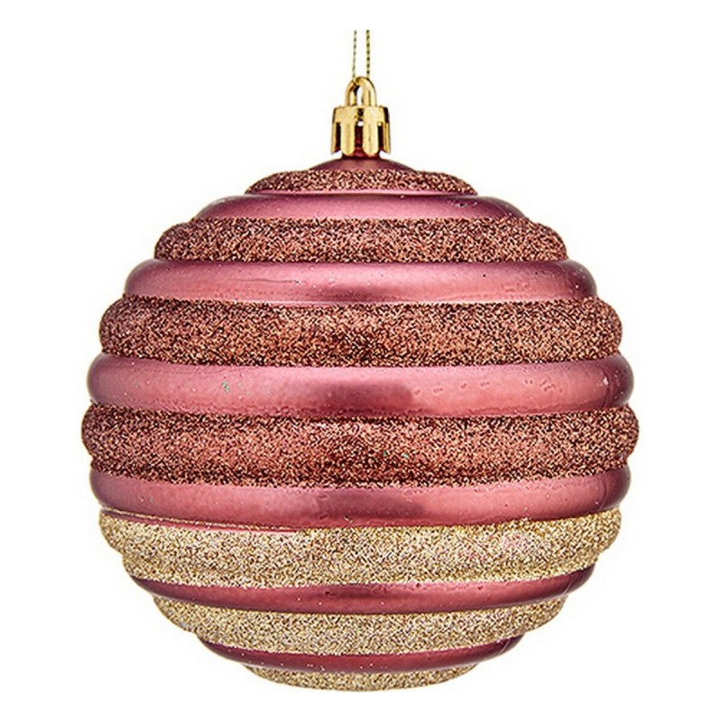 Palla di Natale Krist+ 00872 Rosa Plastica Ø 10 cm 6 Unità