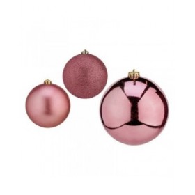 Palle di Natale Krist+ 00739 Rosa PVC Ø 10 cm 6 Unità