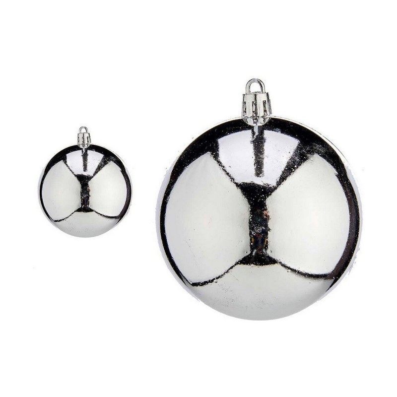 Palle di Natale Ø 8 cm 16 Unità Argentato Plastica