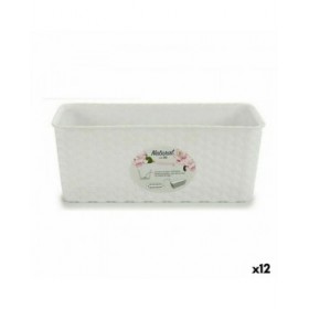 Vaso rettangolare da Balcone Stefanplast Bianco Plastica 13 x 11 x 28,5 cm (12 Unità)