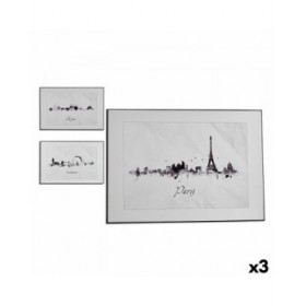 Quadro Città Nero Bianco Truciolare (81,5 x 3 x 121 cm) (3 Unità)