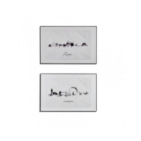 Quadro Città Nero Bianco Truciolare (81,5 x 3 x 121 cm) (3 Unità)