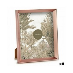 Cornice Portafoto Rosa Rame Plastica Vetro (22,3 x 3,5 x 27,3 cm) (6 Unità)