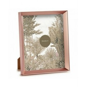 Cornice Portafoto Rosa Rame Plastica Vetro (22,3 x 3,5 x 27,3 cm) (6 Unità)