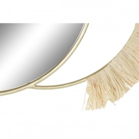 Specchio da parete DKD Home Decor Naturale Dorato Metallo Fibra Frange (89 x 2 x 40 cm)