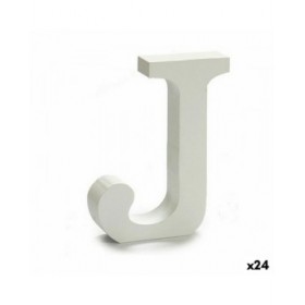 Lettera Pincello J Bianco Legno 2 x 11 cm (24 Unità)