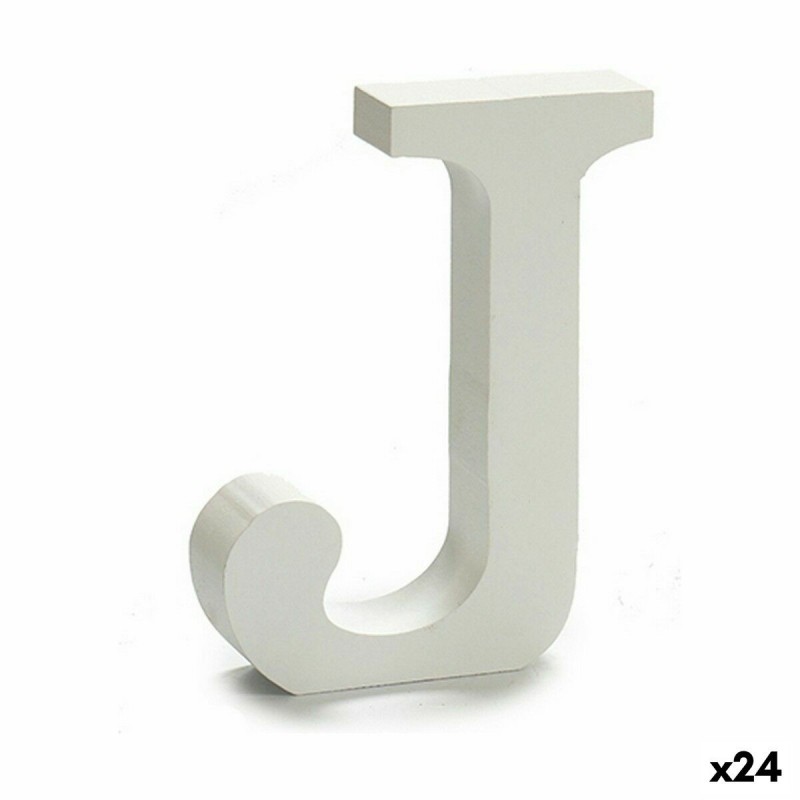 Lettera Pincello J Bianco Legno 2 x 11 cm (24 Unità)