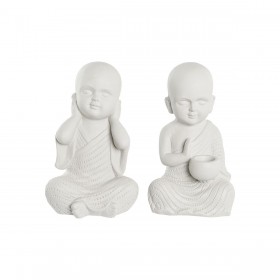 Statua Decorativa DKD Home Decor 25,5 x 19 x 39 cm Bianco Frate Orientale (2 Unità)