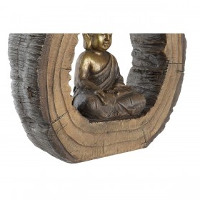 Statua Decorativa DKD Home Decor 40 x 13 x 40 cm Dorato Marrone Buddha Orientale (2 Unità)