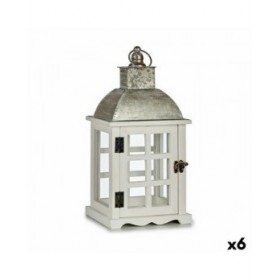 Lanterna Argentato Metallo Legno Bianco (14 x 39,3 x 20 cm) (6 Unità)