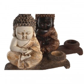 Statua Decorativa DKD Home Decor 22 x 8,2 x 23 cm Rosso Beige Buddha Orientale (4 Pezzi)
