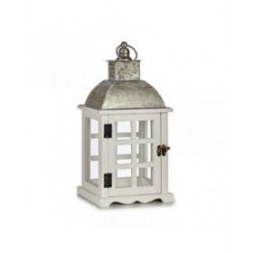 Lanterna Argentato Metallo Legno Bianco (14 x 39,3 x 20 cm) (6 Unità)