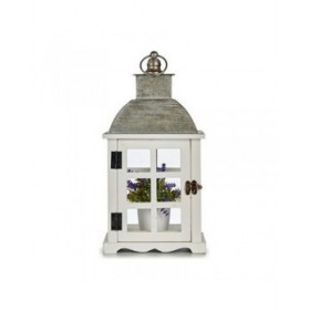 Lanterna Argentato Metallo Legno Bianco (14 x 39,3 x 20 cm) (6 Unità)
