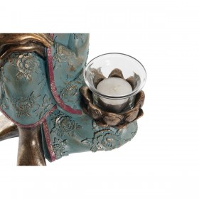 Statua Decorativa DKD Home Decor 17 x 14,5 x 23,7 cm Dorato Buddha Verde Orientale (2 Unità)