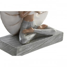 Statua Decorativa DKD Home Decor Bianco Grigio Yoga 16 x 7,5 x 21 cm (2 Unità)