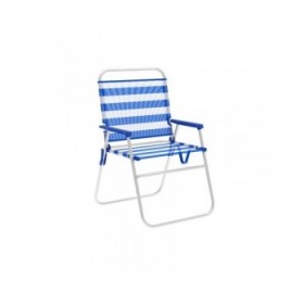 Marbueno Sedia Pieghevole Alluminio Righe Blu e Bianco Spiaggia e Piscina 52X56X80 cm 10313