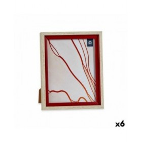 Cornice Portafoto Cristallo Rosso Legno Marrone Plastica (24 x 2 x 29 cm) (6 Unità)