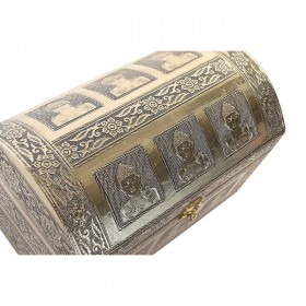 Scatola-Portagioie DKD Home Decor 25 x 15,5 x 18 cm Champagne Beige Legno Alluminio