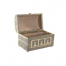 Scatola-Portagioie DKD Home Decor 25 x 15,5 x 18 cm Champagne Beige Legno Alluminio