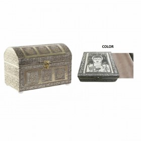 Scatola-Portagioie DKD Home Decor 25 x 15,5 x 18 cm Champagne Beige Legno Alluminio