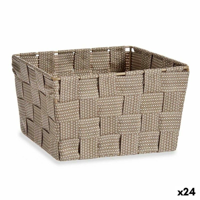 Cestino Multiuso Kipit A3-6878 Marrone Stoffa 15 x 11 x 20 cm Intrecciato (24 Unità)