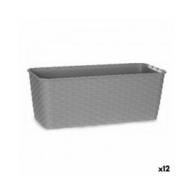 Vaso rettangolare da Balcone Stefanplast 73660 Grigio Plastica 13 x 11 x 29 cm (12 Unità)