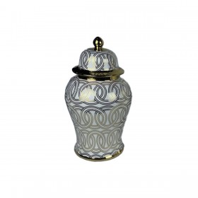 Vaso DKD Home Decor Porcellana Dorato Bianco Orientale (22 x 22 x 42 cm)