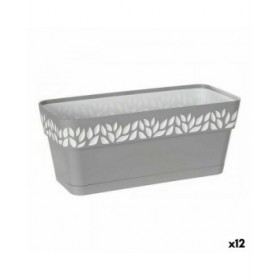 Vaso rettangolare da Balcone Stefanplast Cloe Bianco Grigio Plastica 13,3 x 12,3 x 29,3 cm (12 Unità)