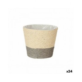 Vaso Ibergarden 86439 Grigio Naturale Corda Plastica 15 x 15 x 14 cm (24 Unità)