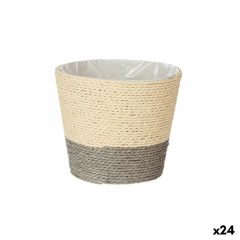 Vaso Ibergarden 86439 Grigio Naturale Corda Plastica 15 x 15 x 14 cm (24 Unità)