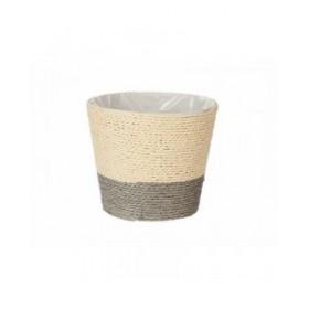 Vaso Ibergarden 86439 Grigio Naturale Corda Plastica 15 x 15 x 14 cm (24 Unità)