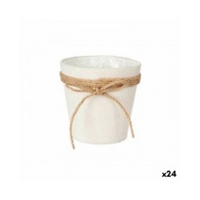 Vaso Ibergarden WY18-71 Bianco Marrone Stoffa Corda Plastica Fiocco 14 x 12,5 x 14 cm 14 x 14 x 14 cm (24 Unità)