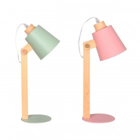 Lampada da tavolo DKD Home Decor Verde Rosa Naturale Legno Metallo 50 W 220 V 18 x 20 x 45 cm 15 x 20 x 50 cm (2 Unità)