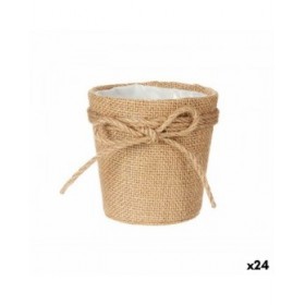 Vaso Ibergarden WY18-72 Marrone Stoffa Corda Plastica Fiocco 11 x 10,5 x 11 cm (24 Unità)