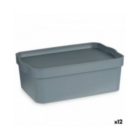 Scatola portaoggetti con coperchio Kipit TP593-2 Grigio Plastica 6 L 21,5 x 11 x 32 cm (12 Unità)