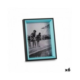 Cornice Portafoto Cristallo Nero Azzurro Legno MDF (6 Unità) (3 x 20 x 15 cm)