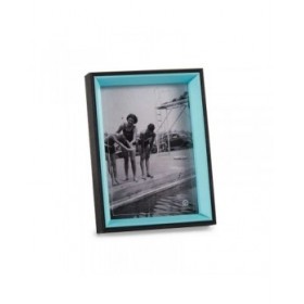 Cornice Portafoto Cristallo Nero Azzurro Legno MDF (6 Unità) (3 x 20 x 15 cm)