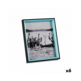 Cornice Portafoto Cristallo Nero Azzurro Legno MDF (6 Unità) (3 x 27 x 22 cm)