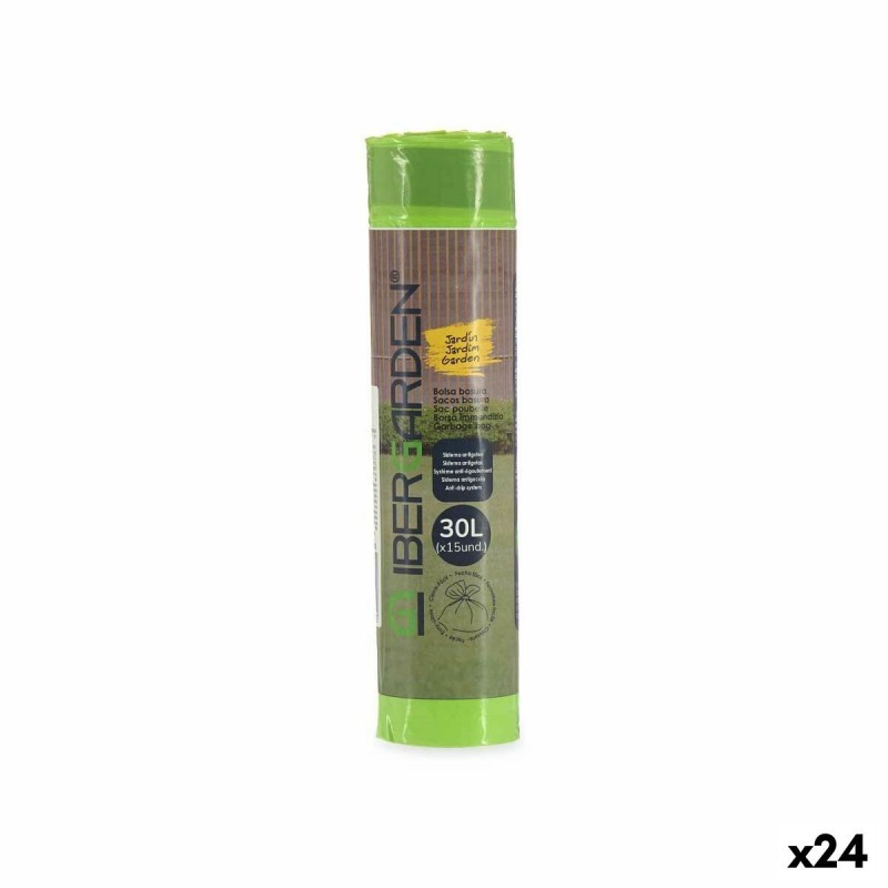 Sacchetti per la Spazzatura Ibergarden 190939000520 Verde Polietilene 30 L 24 Unità