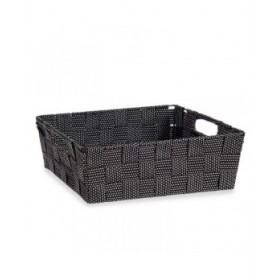 Cestino Multiuso Kipit 79810 Nero Stoffa 3 L 23 x 8 x 27 cm 27 x 8 x 23 cm Intrecciato (48 Unità)