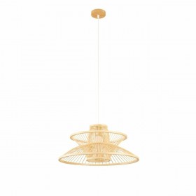 Lampadario DKD Home Decor 50 x 50 x 22 cm Marrone Chiaro Bambù 50 W
