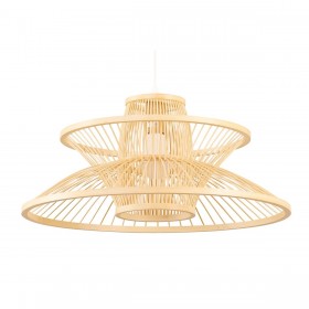 Lampadario DKD Home Decor 50 x 50 x 22 cm Marrone Chiaro Bambù 50 W