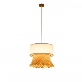 Lampadario DKD Home Decor Poliestere Bambù (40 x 40 x 39 cm)
